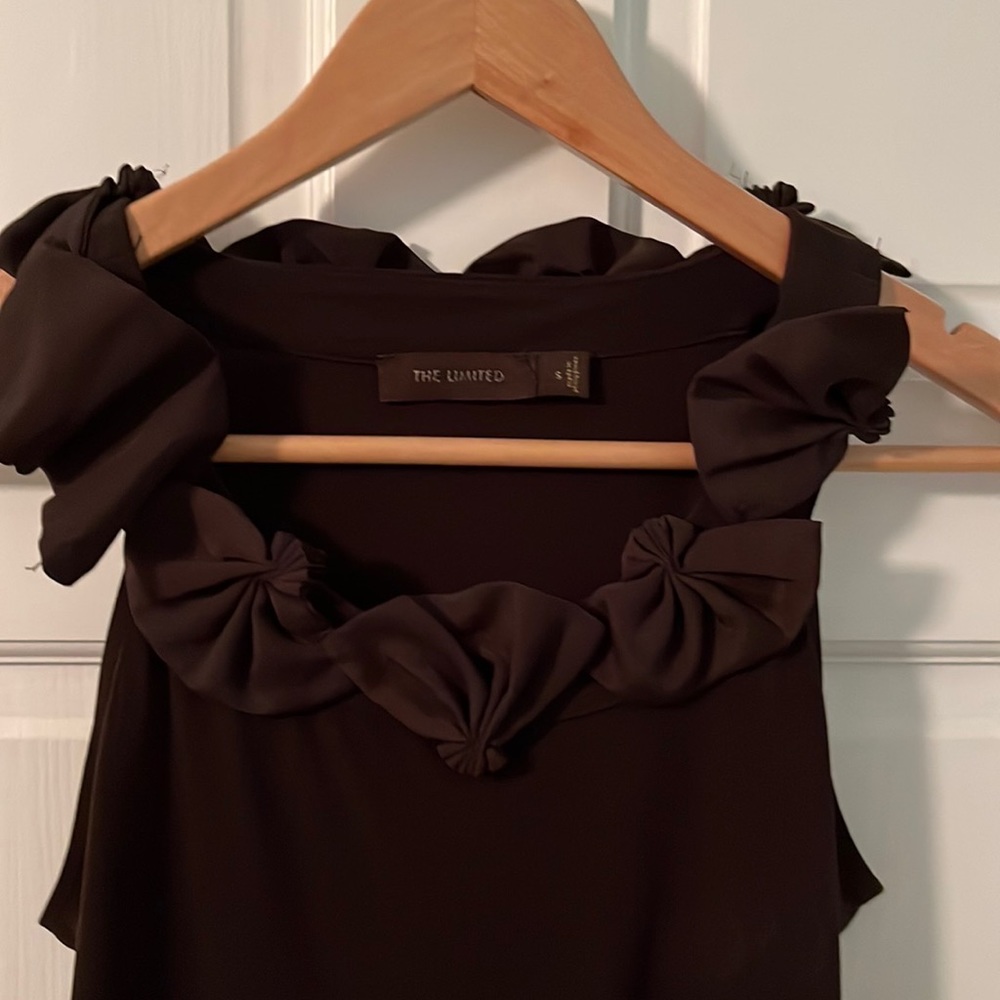 Frills and Fun Brown Limited Tank Top